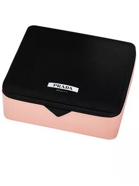 Prada Beauty Authentic Pink- Black square hard-shell makeup cosmetic vanity case